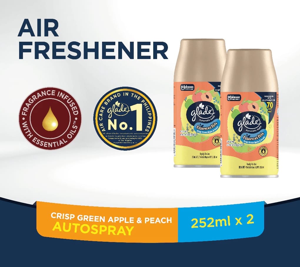 GLADE AUTO SPRAY RF GR APPLE PEACH 252ML TWIN PACK