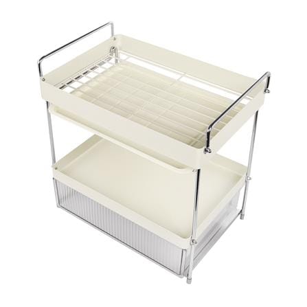 2-TIER GLASS RACK WITH DRAWER KECH CREAMY [EXCLUSIVE FROM HOMEPRO THAILAND]