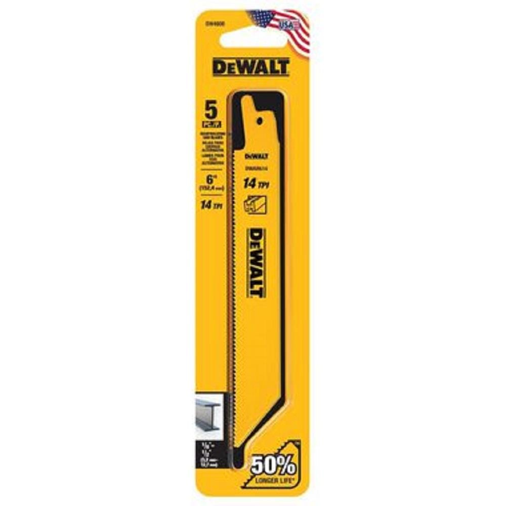 DEWALT 6" RECIPROCATING SAW BLADE (METAL) [14TPI] 5PCS/PACK DW4808