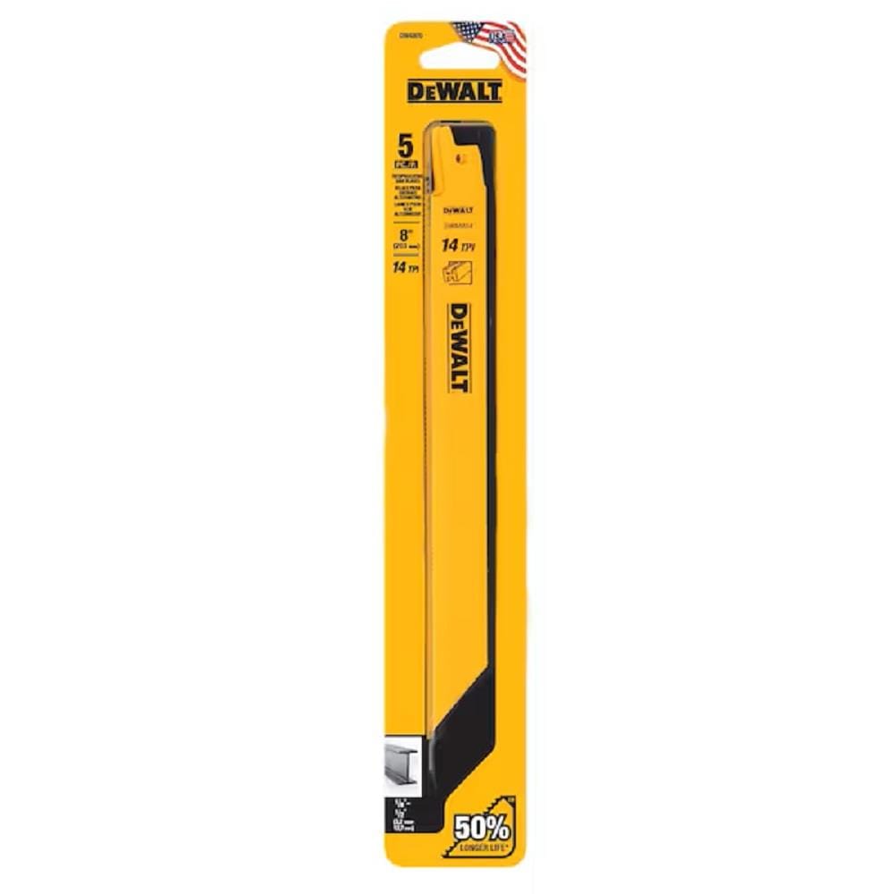 DEWALT 8" RECIPROCATING SAW BLADE (METAL) [14TPI] 5PCS/PACK DW4809
