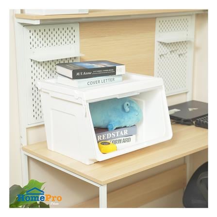 STORAGE BOX WITH HINGED DOOR STACKO YUMI SIZE M 44X41X30.5CM WHITE