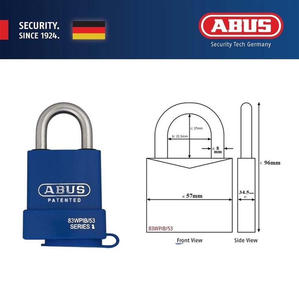 (ONLINE) ABUS 53MM SUBMARINER S/S SHACKLE PADLOCK WITH 2 KEYS 83WPIB/53