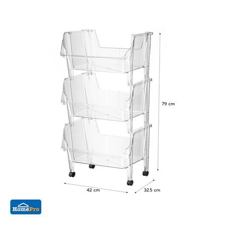 3-TIER UTILITY CART STACKO KLARO 42X32.5X79CM CLEAR [EXCLUSIVE FROM HOMEPRO THAILAND]