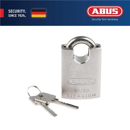 (ONLINE) ABUS 50MM CLOSED SHACKLE TITALIUM PADLOCK WITH 2 KEYS 90RK/50