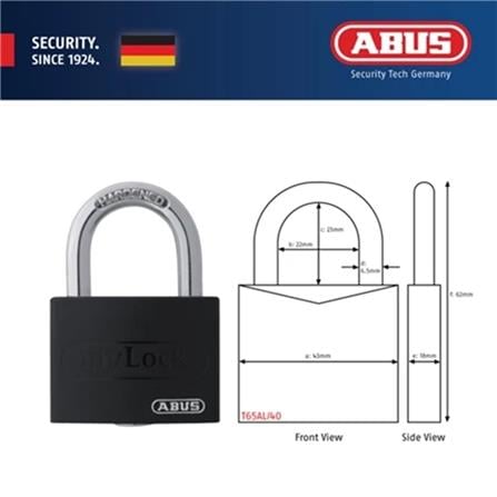 (ONLINE) ABUS 40MM TITALIUM MYLOCK PADLOCK T65AL/40 BLACK