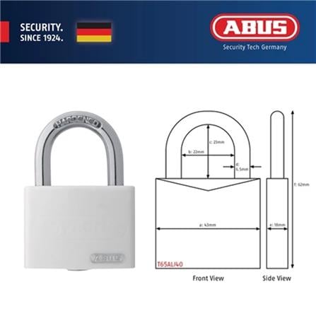 (ONLINE) ABUS 40MM TITALIUM MYLOCK PADLOCK T65AL/40 WHITE