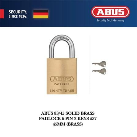(ONLINE) ABUS 45MM SOLID BRASS PADLOCK WITH 2 KEYS 83/45
