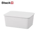 STORAGE BOX WITH LID STACKO WIN SIZE S 25.5X18.5X11CM WHITE [EXCLUSIVE FROM HOMEPRO THAILAND]