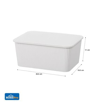 STORAGE BOX WITH LID STACKO WIN SIZE S 25.5X18.5X11CM WHITE [EXCLUSIVE FROM HOMEPRO THAILAND]