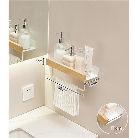 COSSY PLUS BATH RACK CP-YSMZ9870BA 30CM ALUMINUM+WOOD WHITE
