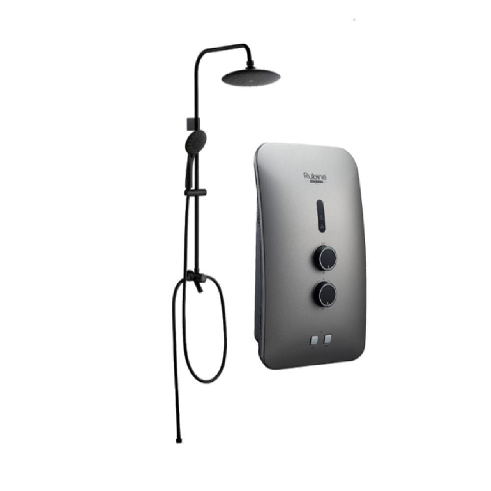 RUBINE SHOWER HEATER DC PUMP WITH RAIN SHOWER RWH-STE351D-RMPM PEWTER METALLIC