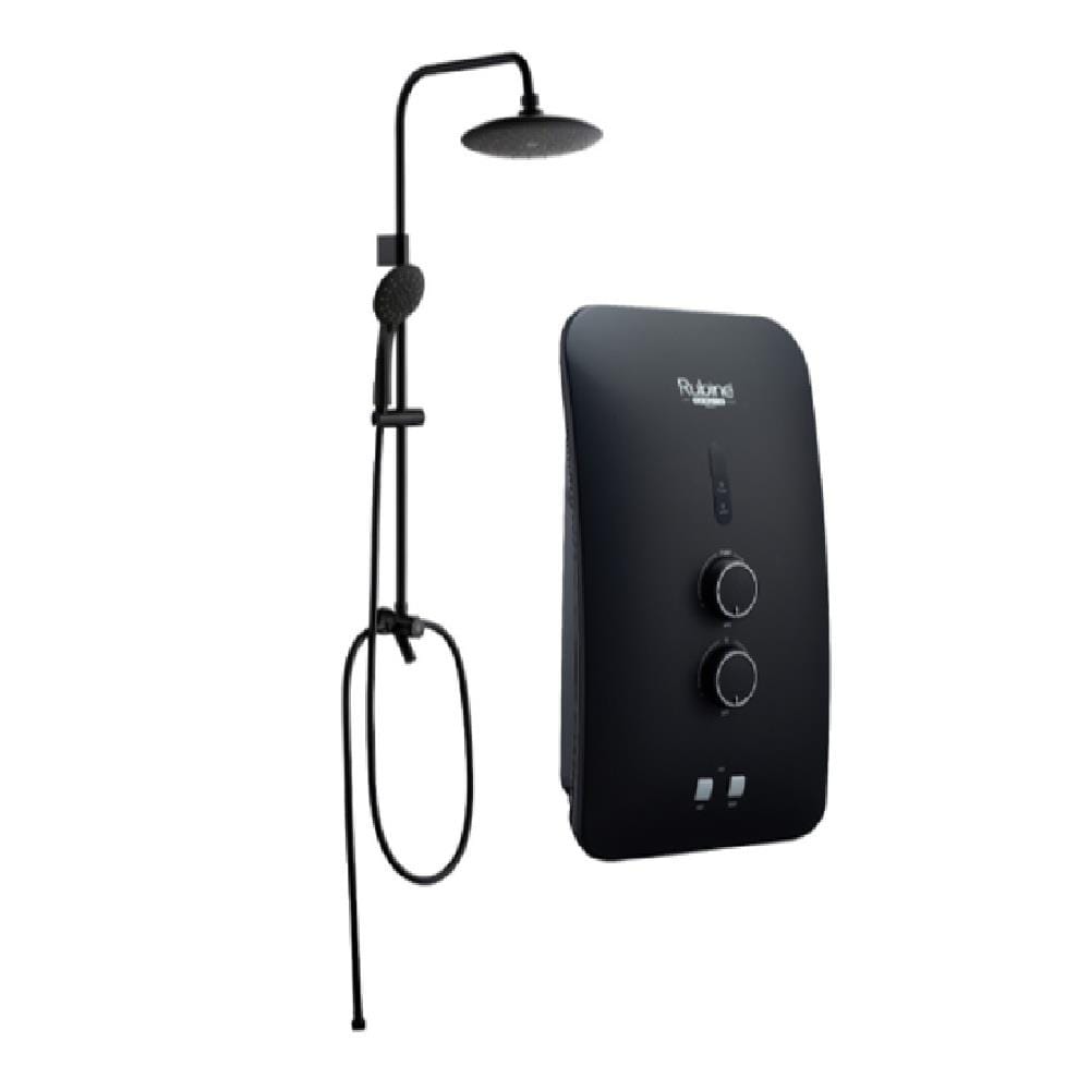 RUBINE SHOWER HEATER DC PUMP WITH RAIN SHOWER RWH-STE351D-RMCB CARBON BLACK