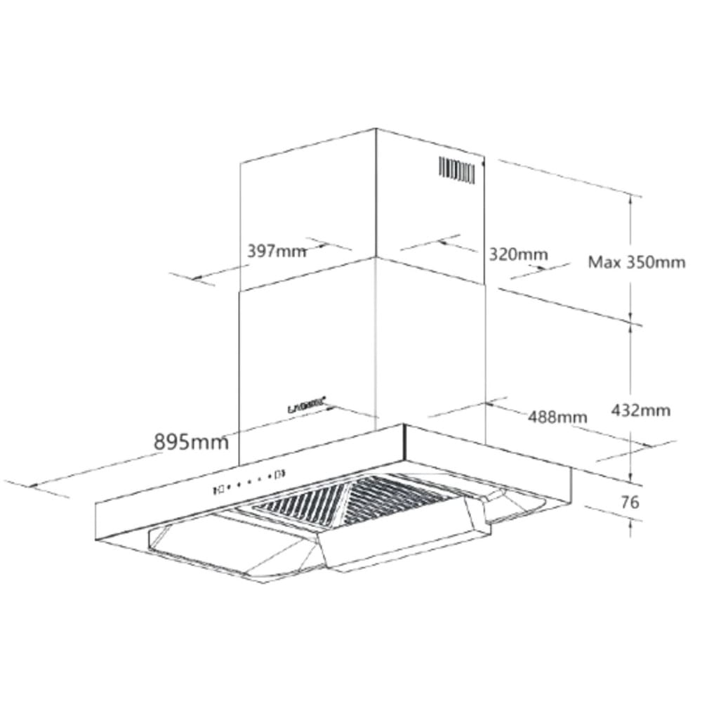 LIVINOX COOKER HOOD LCH-MARBLE-90BL 90CM BLACK 2050M3/H DC MOTOR
