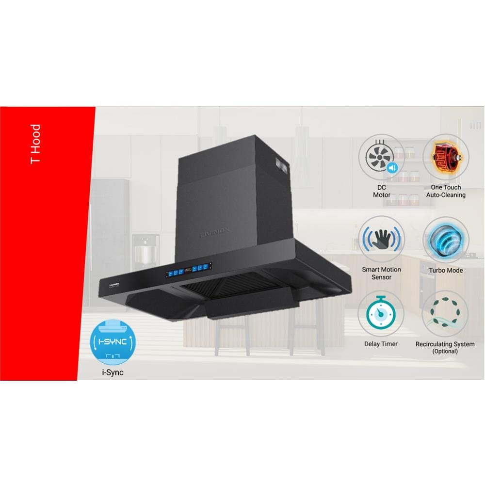 LIVINOX COOKER HOOD LCH-MARBLE-90BL 90CM BLACK 2050M3/H DC MOTOR