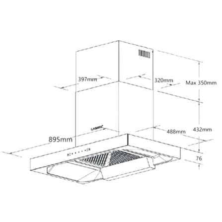 LIVINOX COOKER HOOD LCH-MARBLE-90BL 90CM BLACK 2050M3/H DC MOTOR