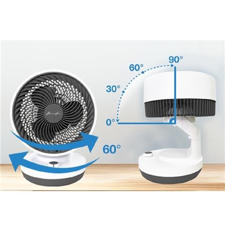 ALPHA AIR CIRCULATOR TABLE FAN MOTTO DT B1/7-AC 7" 32W 3BLADE WHITE