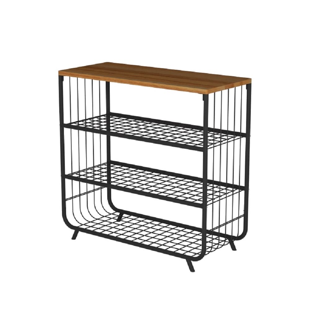 3-TIER SHOE RACK WITH WOODEN TOP STACKO URBAN 75X30X68CM BLACK [EXCLUSIVE FROM HOMEPRO THAILAND]