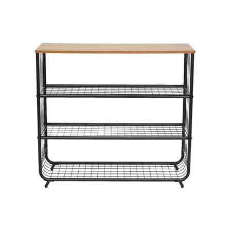 3-TIER SHOE RACK WITH WOODEN TOP STACKO URBAN 75X30X68CM BLACK [EXCLUSIVE FROM HOMEPRO THAILAND]