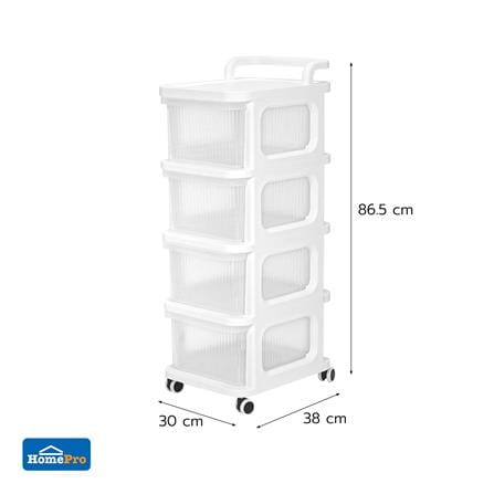 4-DRAWER STORAGE CART STACKO DEW 38X30X86.5CM CLEAR [EXCLUSIVE FROM HOMEPRO THAILAND]