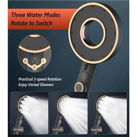 COSSY PLUS HAND SHOWER CP-DR2-B 3 MODE HIGH PRESSURE BLACK