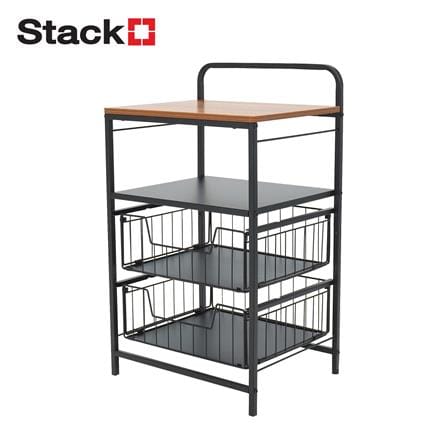 2-TIER DRAWER UNIT WITH WOOD TOP STACKO URBAN 40X32X69CM BLACK [EXCLUSIVE FROM HOMEPRO THAILAND]
