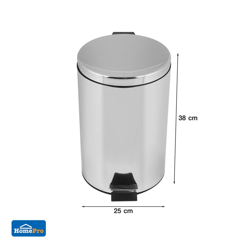 ROUND DUSTBIN PEDAL ACCO SILVEY 12L SILVER
