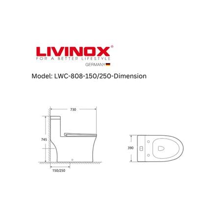 LIVINOX 1P TOILET LWC-808-250 TURBO TORNADO FLUSHING