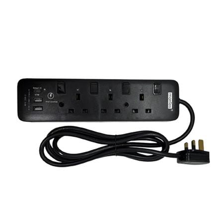 MORRIES 3GANG 2METER EXTENSION SOCKET WITH 2 USB AND 1 TYPE C MS3W2U1C BLACK