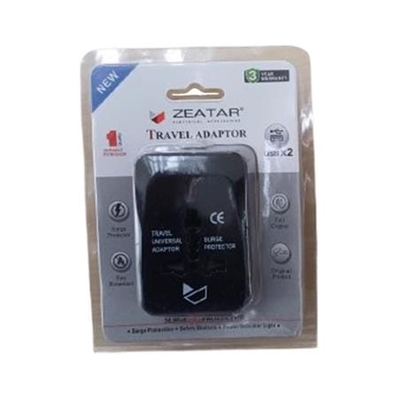 ZEATAR TRAVEL ADAPTOR WITH 2 USB Z 3377 BLACK