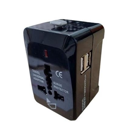 ZEATAR UNIVERSAL TRAVEL ADAPTOR WITH 2 USB Z 3377 BLACK
