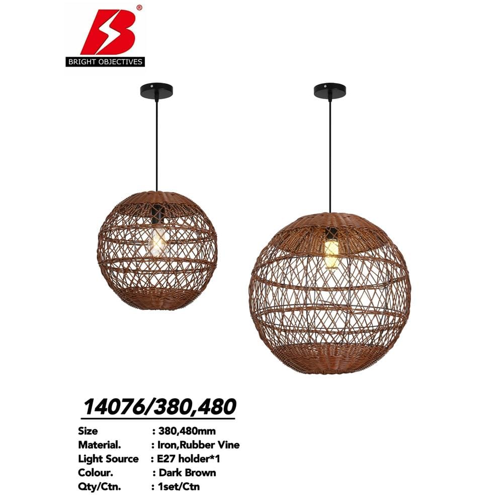 BRIGHT OBJECTIVE PENDANT LAMP 14076 DARK BROWN 380MM E27