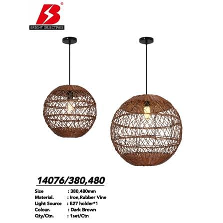 BRIGHT OBJECTIVE PENDANT LAMP 14076 DB 480MM E27 DARK BROWN