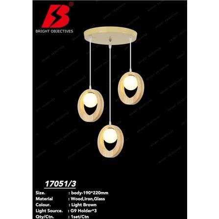 BRIGHT OBJECTIVE PENDANT LAMP 17051/3 LIGHT BROWN