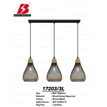 BRIGHT OBJECTIVE PENDANT LAMP 17203/3L BLACK