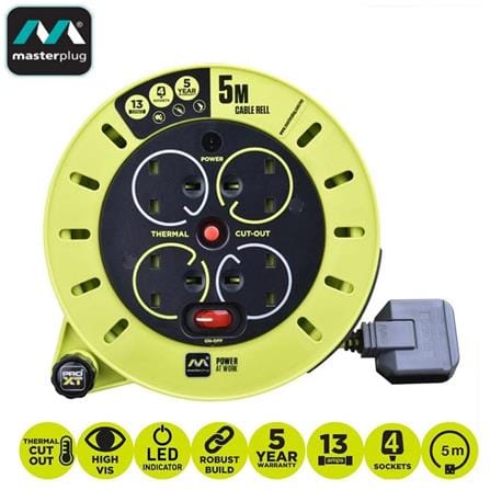 MASTERPLUG 4 GANG 5 METER CABLE REEL CSU05134SL