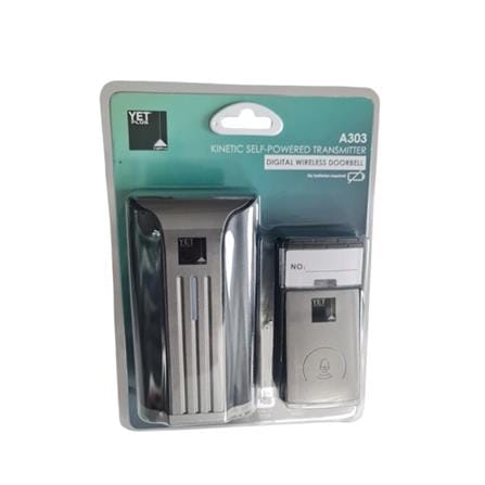 YETPLUS DIGITAL WIRELESS KINETIC DOORBELL A303 BLACK+SILVER