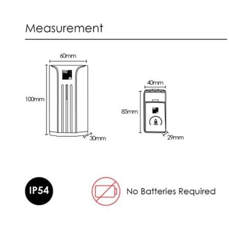 YETPLUS DIGITAL WIRELESS KINETIC DOORBELL A303 BLACK+SILVER