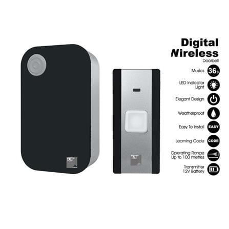 YETPLUS DIGITAL WIRELESS DOOR BELL A300 BLACK+SILVER