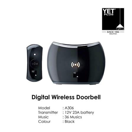 YETPLUS DIGITAL WIRELESS DOOR BELL A306 BLACK