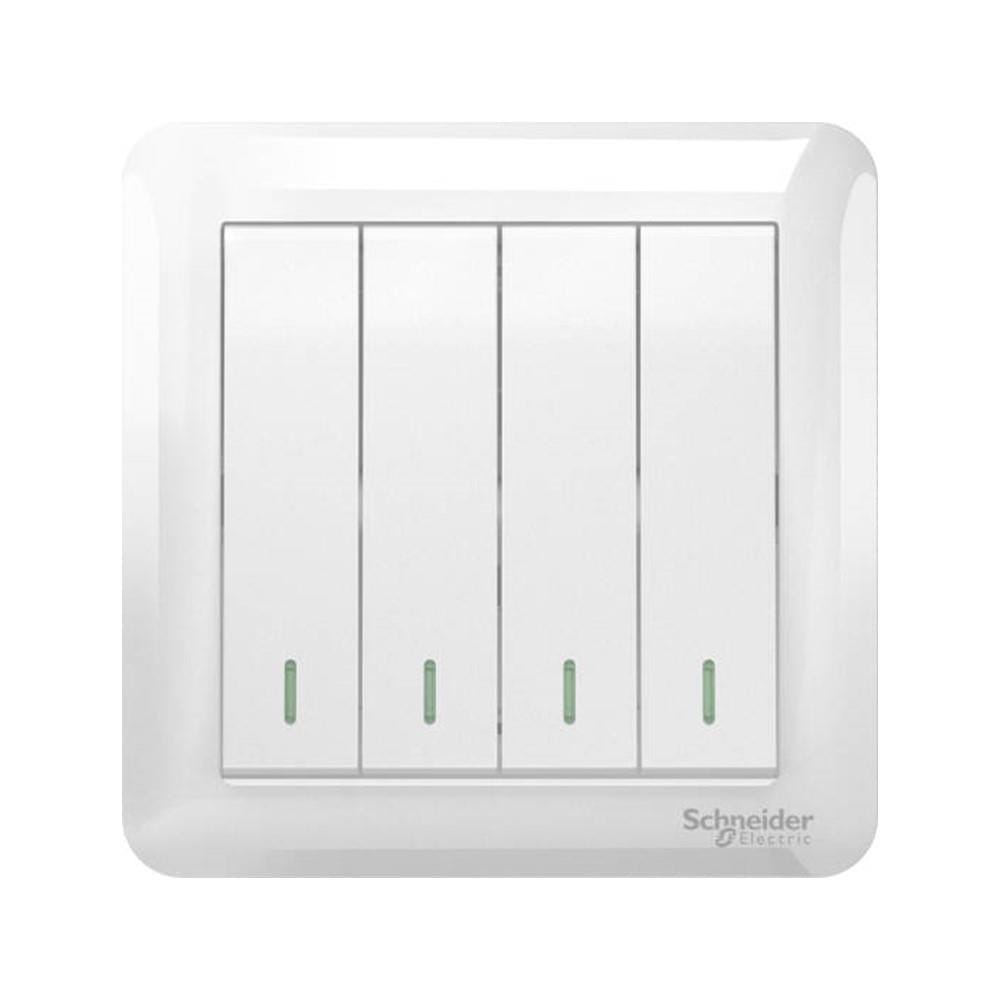 AFFLE PLUS 10A 4 GANG 1 WAY  SWITCH A3G34B1A_WE_G11 WHITE