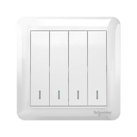 AFFLE PLUS 10A 4 GANG 1 WAY  SWITCH A3G34B1A_WE_G11 WHITE