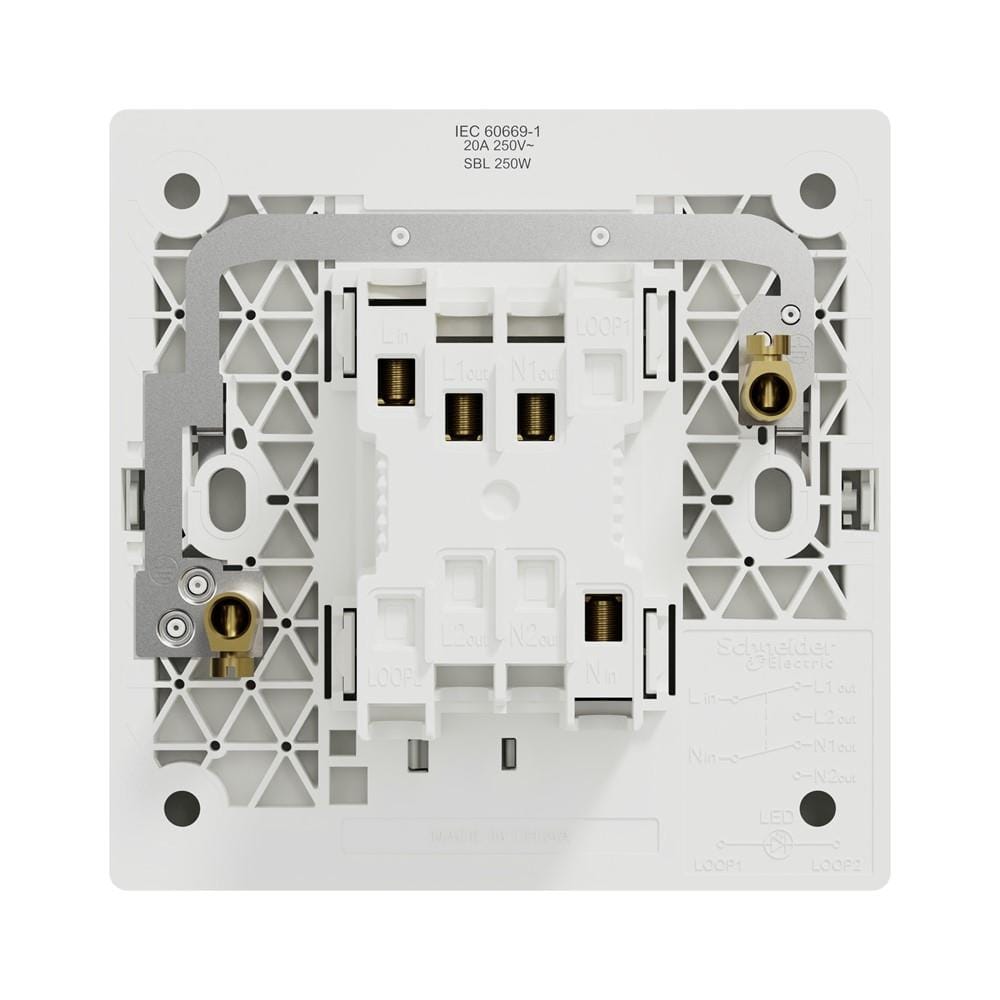 VIVACE E 20A 1 GANG 1 WAY DOUBLE POLE SWITCH  WITH LED KBN31D20N_WE_G11 WHITE