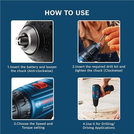 BOSCH 12V CORDLESS DRILL DRIVER GSR120-LI (2 X BATTERIES INCLUDED) 06019G80L0
