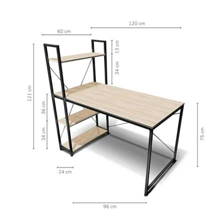 OFFICE DESK ALASKA WITH SHELVING OAK