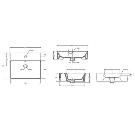 JOHNSON SUISSE TRIESTE WALL HUNG BASIN WBSC950212WW