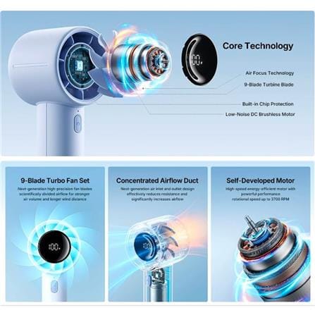 JISULIFE HANDHELD FAN LIFE10S-GREY WITH LED DIGITAL DISPLAY