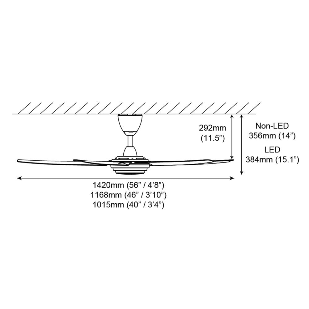 ALPHA CEILING FAN COSA EX6 5-BLADE 56" MATTE BLACK