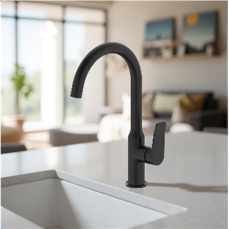 JOHNSON SUISSE LAZIO SINGLE LEVER DECK-MOUNTED SINK MIXER WBFA301698 BLACK