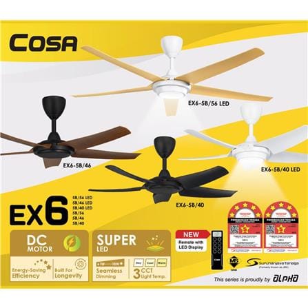 ALPHA COSA EX6 5-BLADE LED DIMMER 40" WALNUT