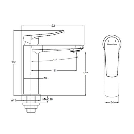 JOHNSON SUISSE LAZIO SINGLE LEVER 1/2" BASIN PILLAR TAP WBFA301689 BLACK